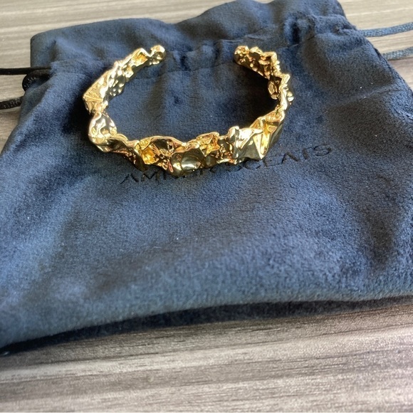 AMBER SCEATS 24k Gold Plated Emery Cuff Bracelet Geometric Glam Statement - Picture 6 of 7